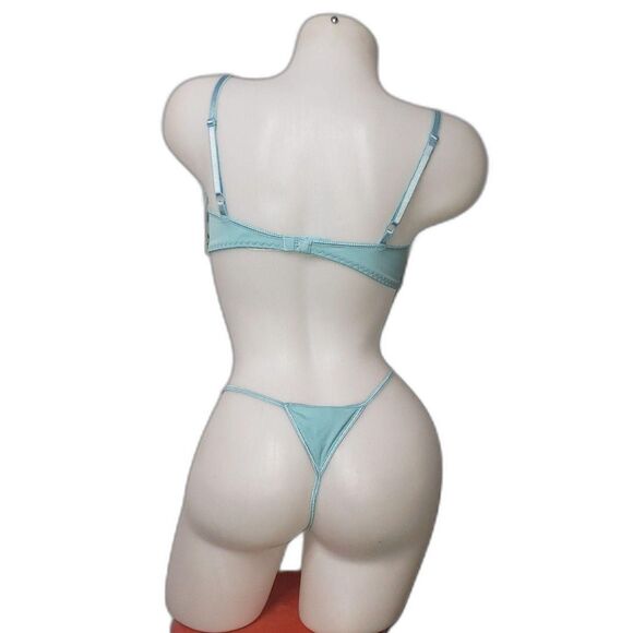 Vintage Secret Treasures Lingerie Set Womens 36C 7 Feather Trim Bra Panty Y2K - Picture 2 of 7